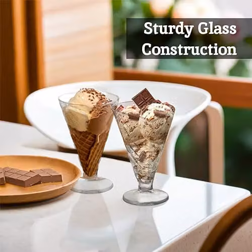 Orsina Set of Four Transparent Geometric Glass Dessert Bowls – 4