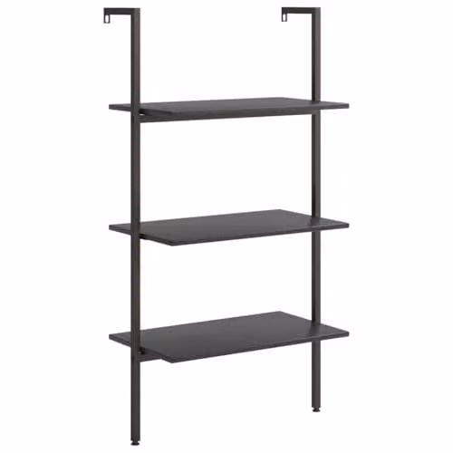 vidaXL 3-Tier Metal Leaning Ladder Shelf in Black, W/D/H: 64 x 35 x 120.5 cm – 1