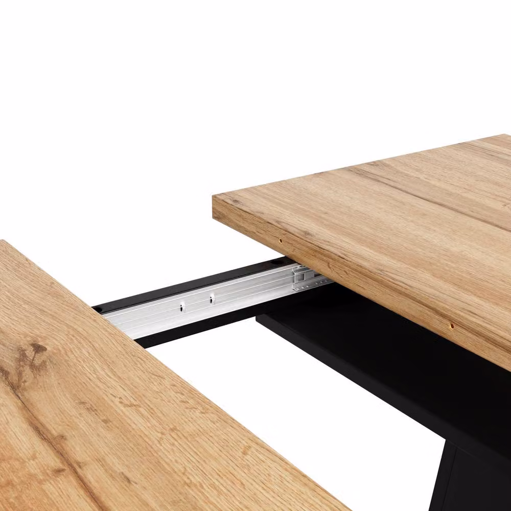ModernLuxe Extendable Rectangular Dining Table in Light Oak and Black, W/D/H: 150 x 70 x 75 cm – 6