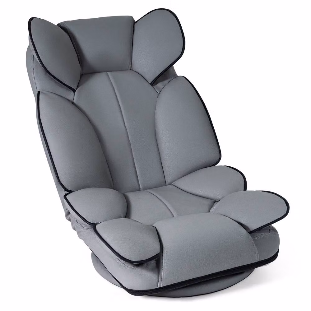 Gymax 360 Degree Swivel Floor Gaming Chair in Grey with Folding Lazy Lounger Design – 5