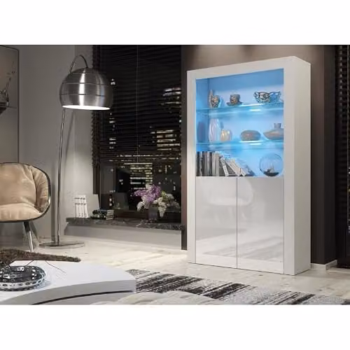 Creative Furniture Modern White Display Cabinet with Glass Doors and Integrated Lighting – 5