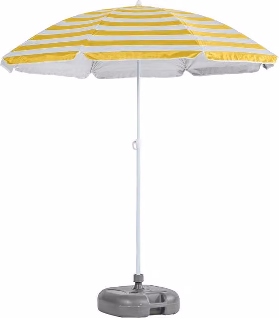 Harbour Housewares Striped Metal Beach Parasol with Grey Base and Yellow Stripe