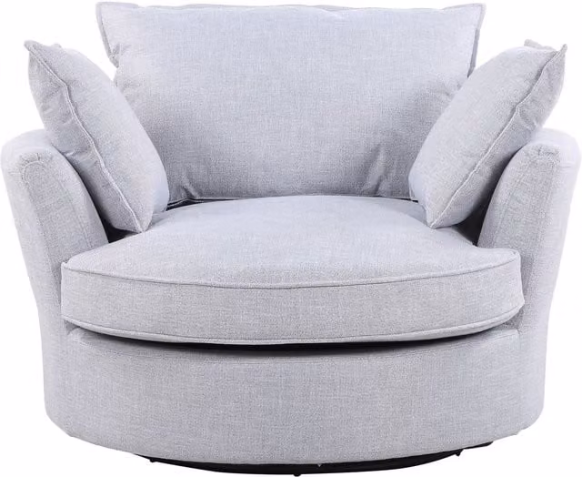 Artemis Home Irwin Swivel Based Cuddle Chair in Grey Fabric with Solid Wood Frame