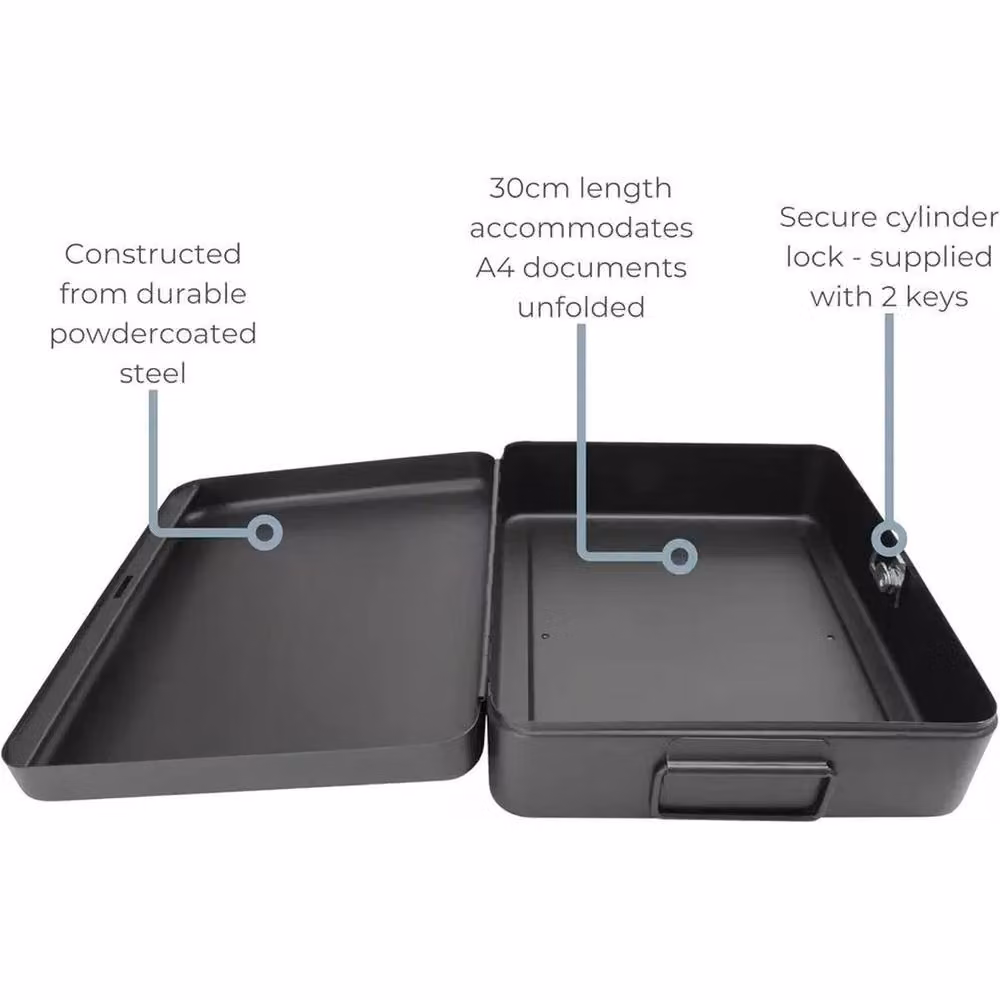 SPETLEK 12 Inch Fireproof Security Lock Box and Cash Chest in Black – 3