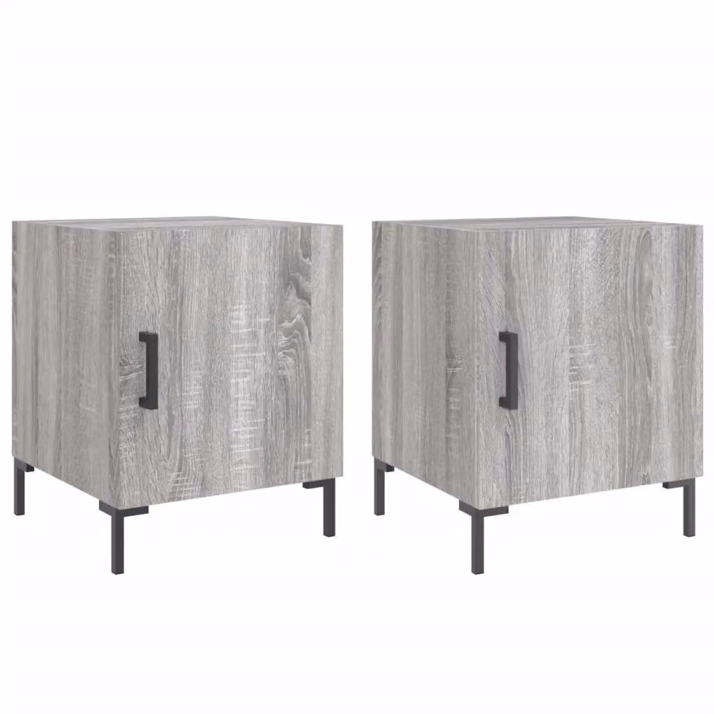 Berkfield Home Set of 2 Grey Sonoma Bedside Cabinets in Engineered Wood W/D/H: 40 x 40 x 50 cm