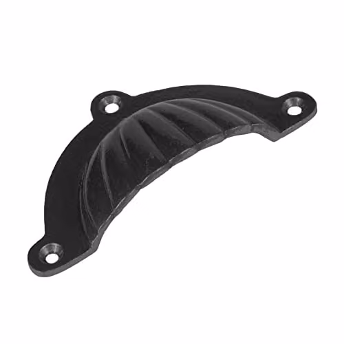 Hammer and Tongs Matt Black Fluted Iron Cabinet Drawer Handle, W: 9.5 cm, H: 5 cm – 1