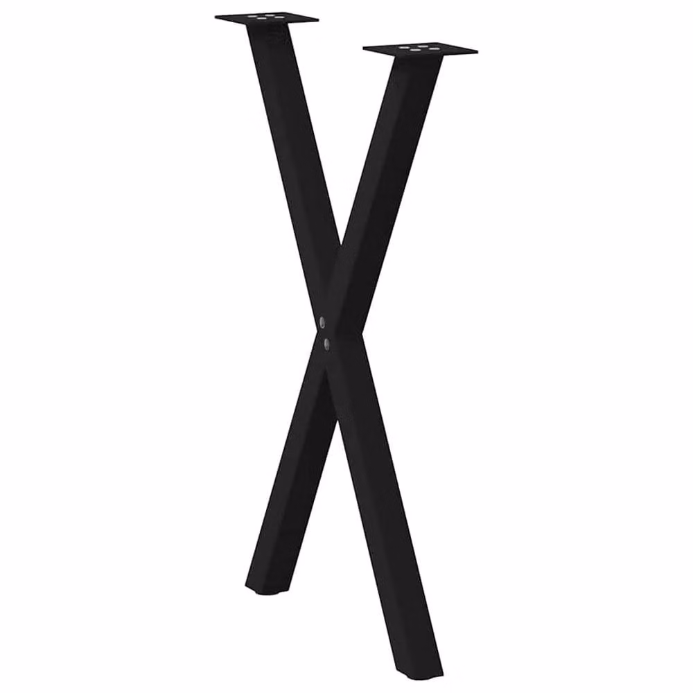 Berkfield Home Modern X-Shaped Dining Table Legs, 2 Piece Set, Black Steel, W: 50 cm, H: 72-73 cm – 4