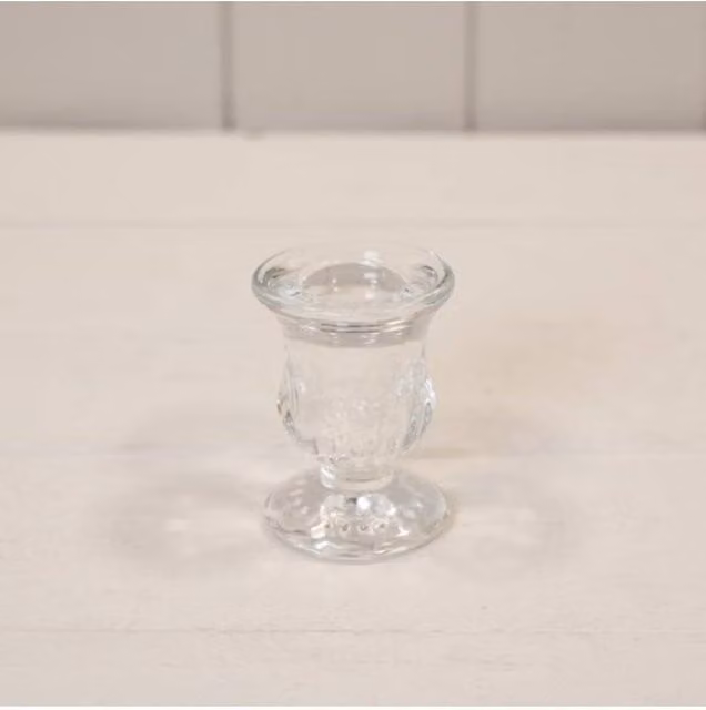 KDMD Clear Petite Glass Taper Candle Stick Holder