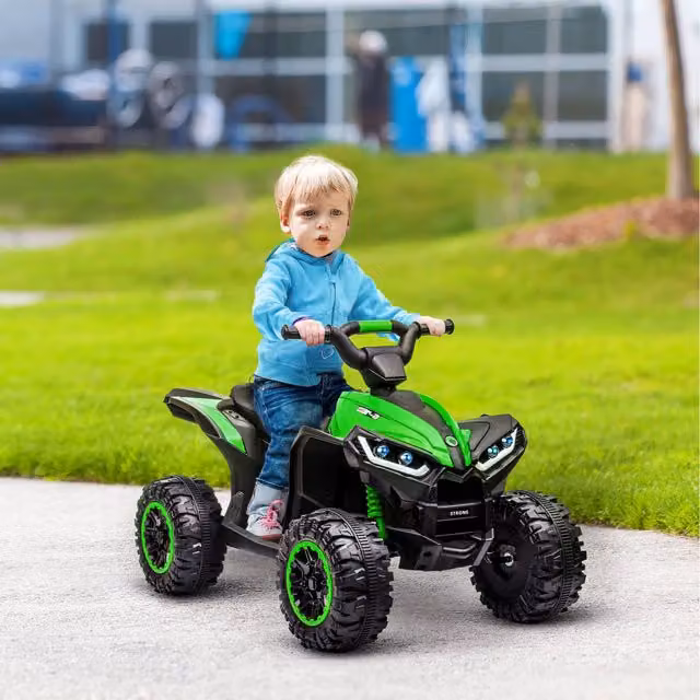 HOMCOM 12V Electric Quad Bike Kids Ride On Car with Light and Sound, Green