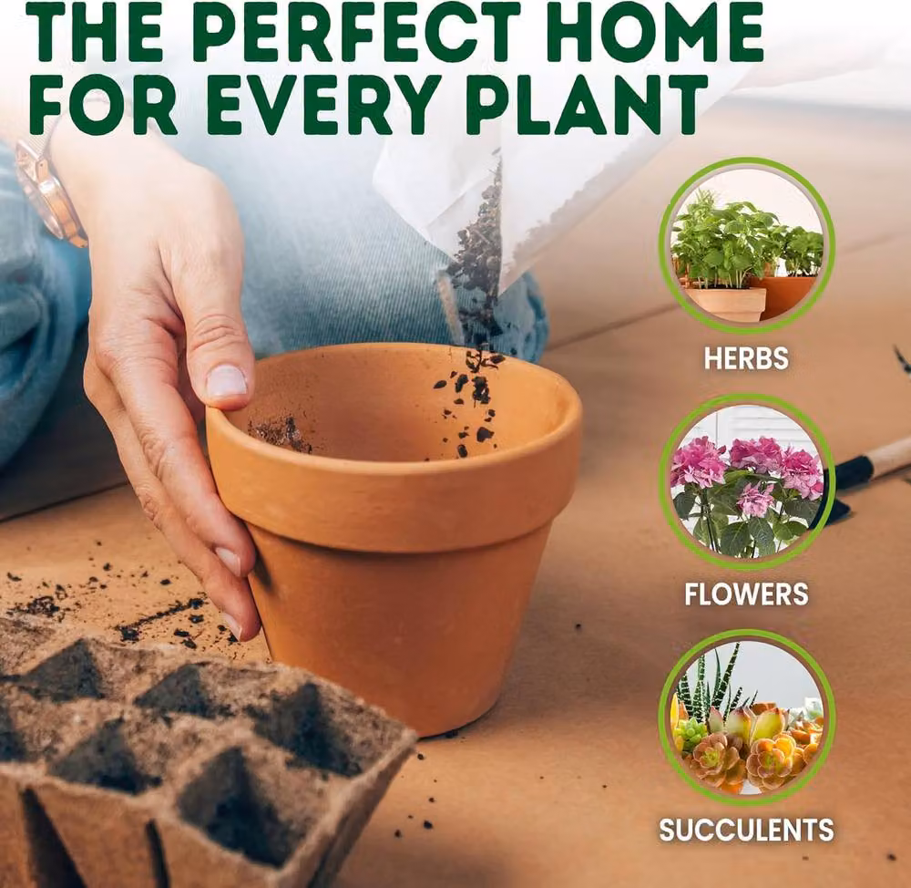 Volila Pack of 4 Brown Terracotta Clay Plant Pots with Saucers, Diameter: 15 cm – 4