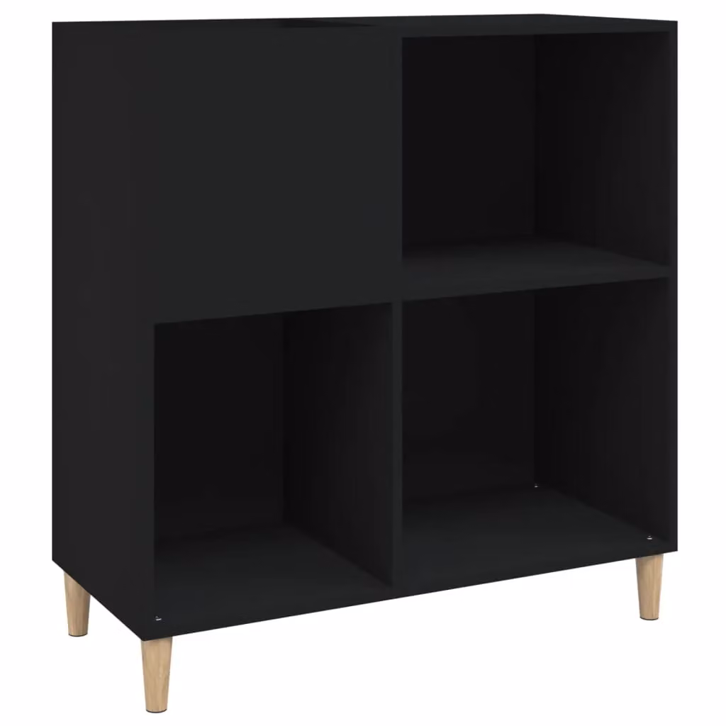 Berkfield Home Record Cabinet in Black, W: 84.5 cm, D: 38 cm, H: 89 cm – 2