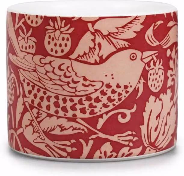 William Morris Strawberry Thief Red Ceramic Tabletop Pot, Diameter: 10 cm