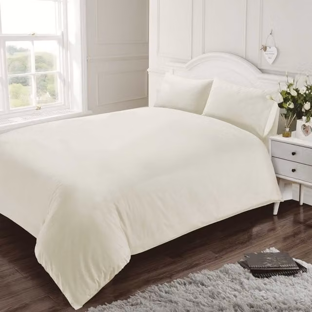 Rapport Home 400 Thread Count Cotton Plain Flat Sheet, White and Yellow, W: 140 cm x L: 200 cm