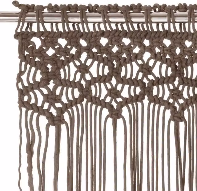 Berkfield Home Macrame Cotton Curtain in Taupe, W/H: 140 x 240 cm – 1