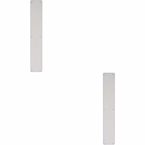Loops 2 Pack Plain Door Finger Plate in Silver Brushed Aluminium, W: 50 cm, H: 7.5 cm