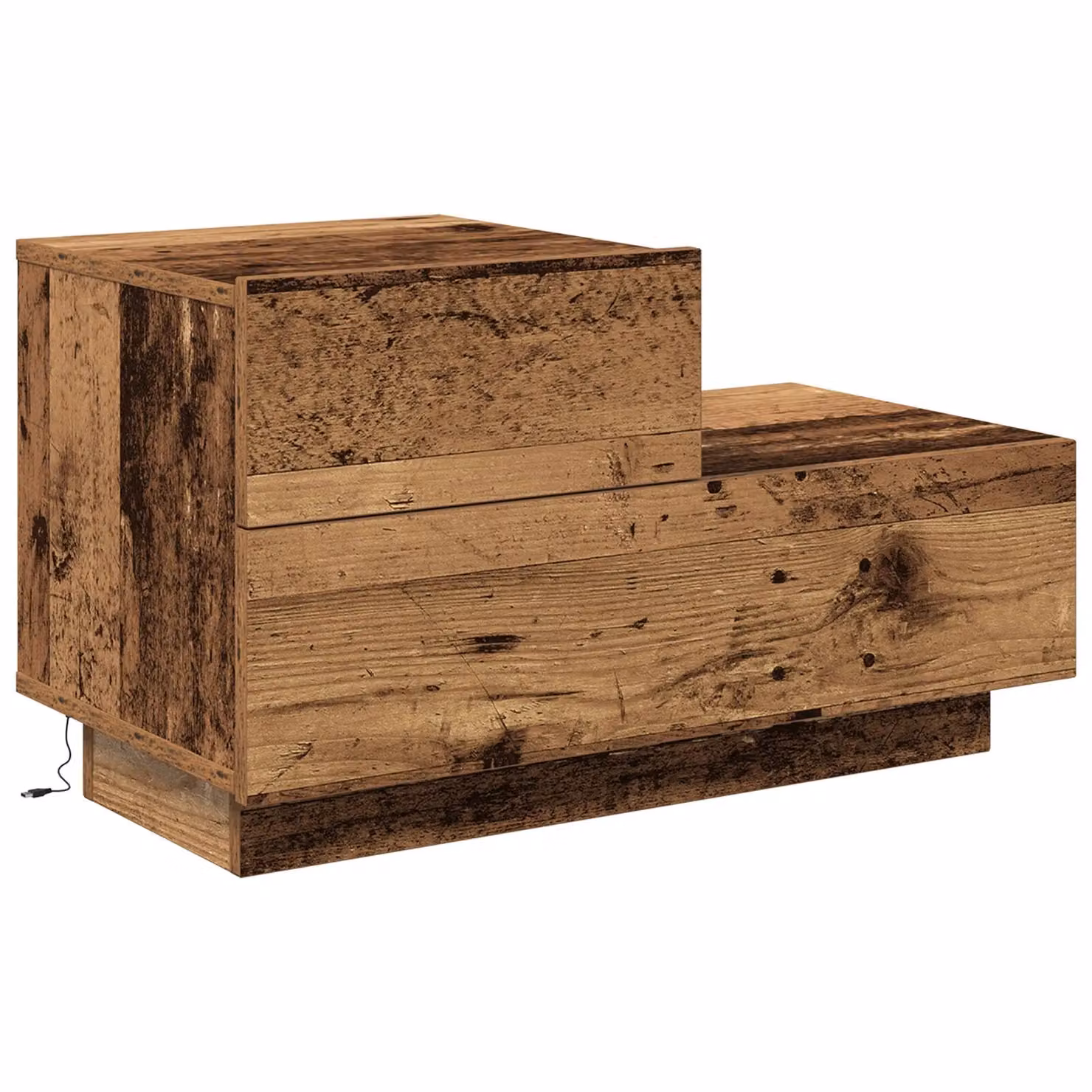 Berkfield Home Bedside Cabinet with Integrated LED Lights in Brown Old Wood, W: 100 cm, D: 36 cm, H: 49 cm – 2