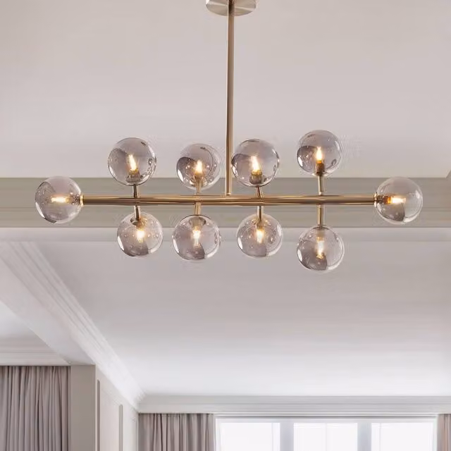 Wyld and Coco 10-Light Modern Silver and Transparent Glass Pendant Lamp – 1