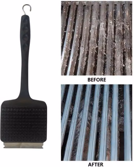 BAR-B-KING Heavy Duty Long Handle Metal Wire BBQ Cleaning Brush and Scraper in Black