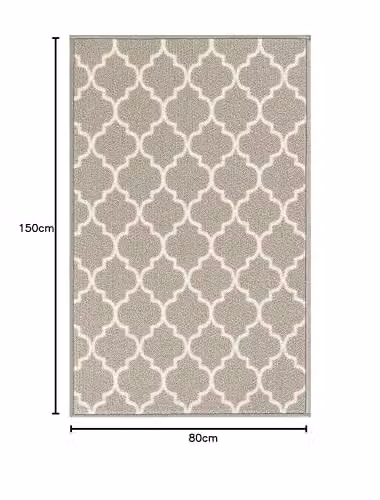 Serdim Rugs Havana Washable Non-Slip Kitchen Floor Mat, Trellis, Grey, W: 80 cm, L: 150 cm – 2