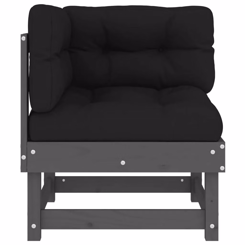 Berkfield Home 2-Piece Rustic Corner Sofa Set with Cushions in Grey Solid Pine Wood – 4