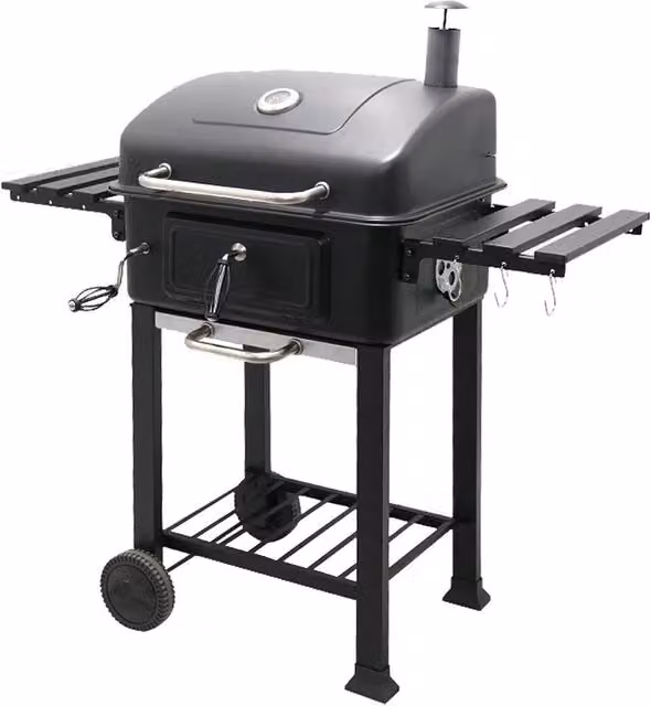 Kelvenix XL Charcoal BBQ Smoker Grill in Black with Thermometer and Wheels