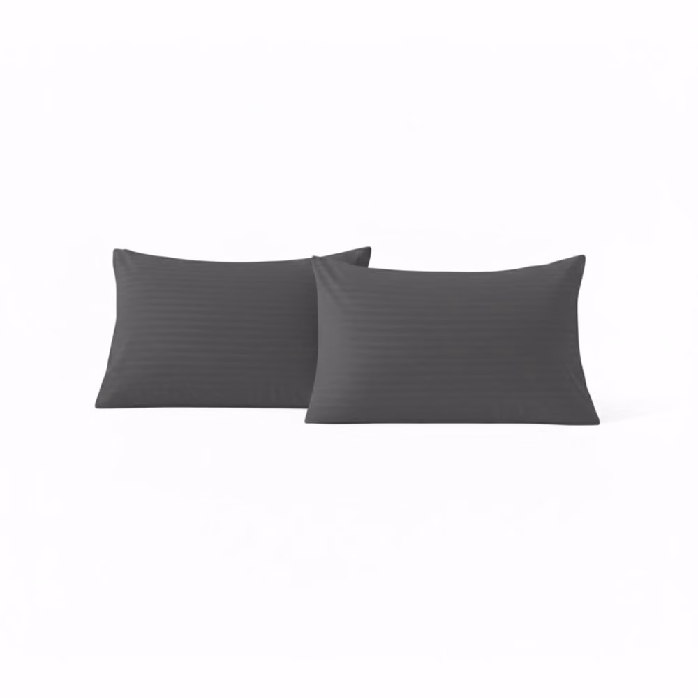 Snug City Grey Microfibre Satin Stripe Housewife Pillowcase Pair – 2