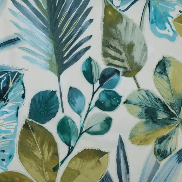 Clarke & Clarke Rainforest Glade Floral Velvet Fabric in Blue, Petrol and White