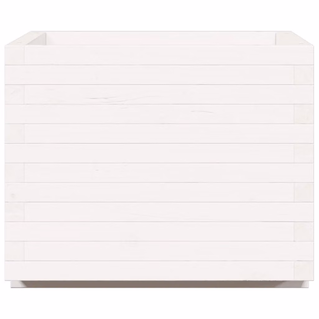 Berkfield Home White Wood Garden Planter Tub W: 60 cm, D: 60 cm, H: 49.5 cm – 2