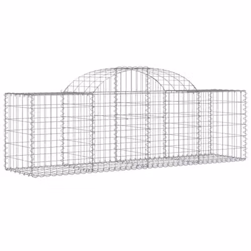 vidaXL Set of 12 Arched Gabion Baskets in Silver Galvanised Steel, W/D/H: 200 x 50 x 60/80 cm – 1