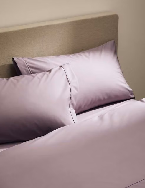 M&S 2 Pack Egyptian Cotton 230 Thread Count King Size Percale Pillowcases in Pink