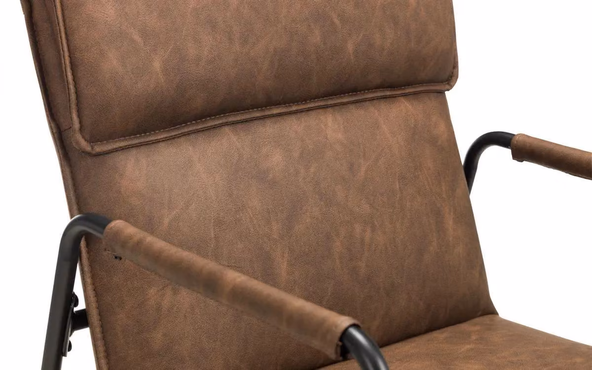 Ashfield Brown Faux Leather Armchair with Black Metal Frame – 3