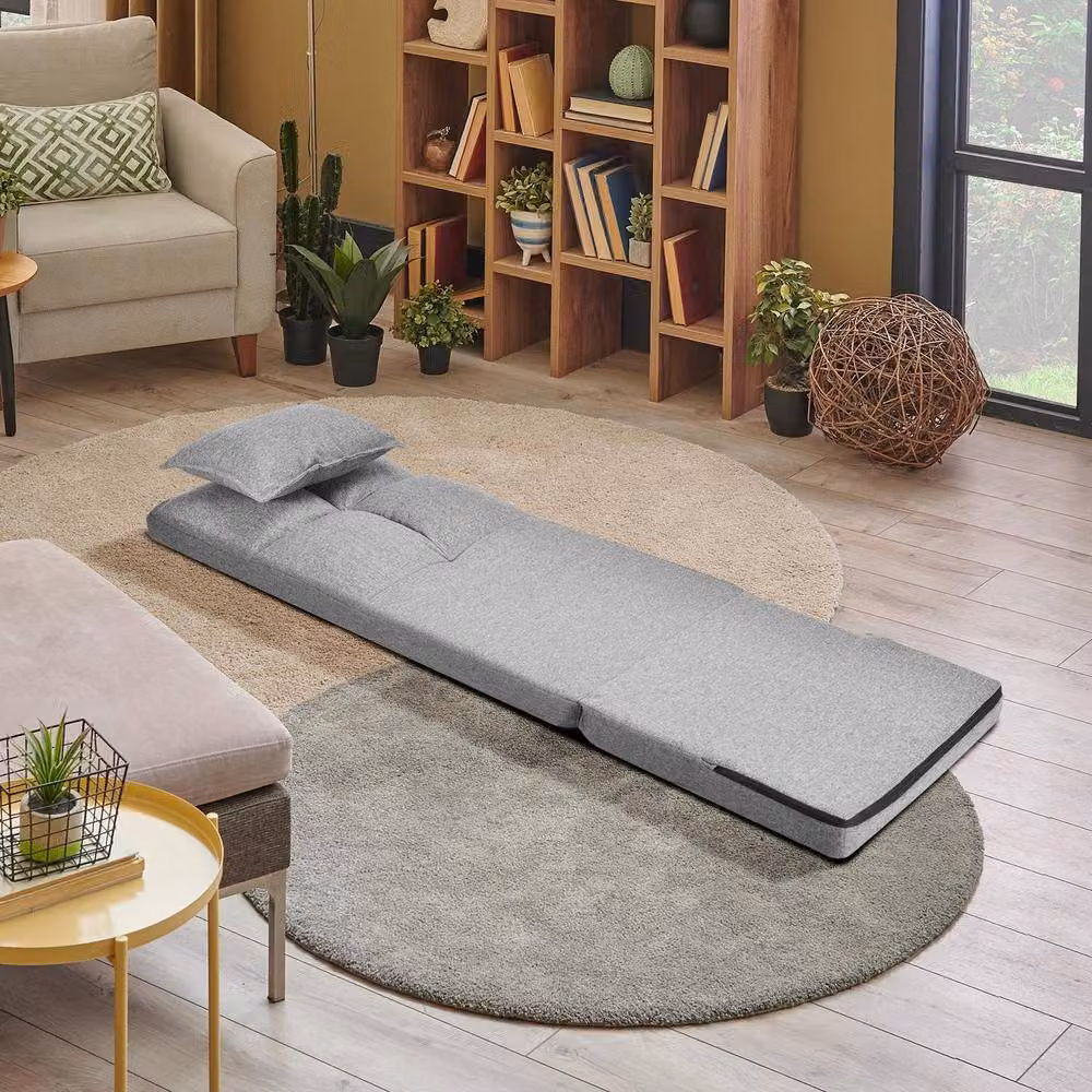 Costway Adjustable 6-Position Folding Floor Chair and Sofa with Pillow in Grey – 3