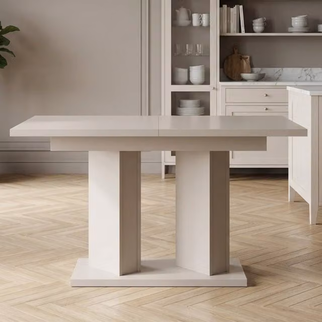 PHD Furniture GOSY Extendable Rectangular Dining Table in Matte White, W/D/H: 120 x 80 x 75 cm