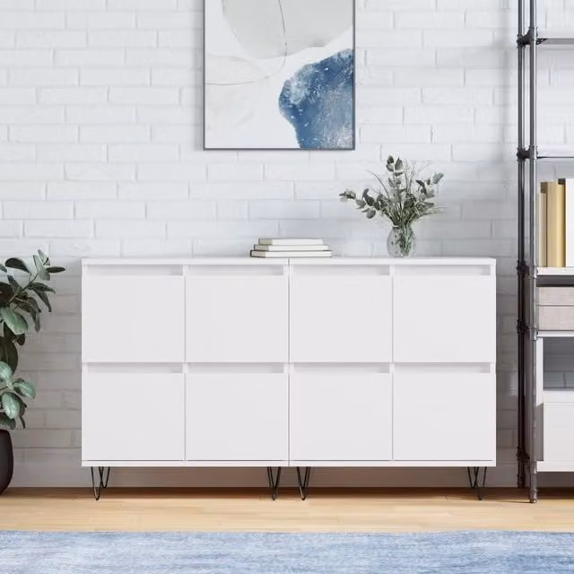 Berkfield Home Set of 2 Classic White Matt MDF Sideboards – 1