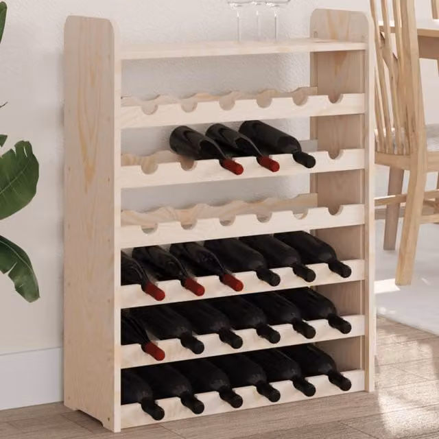 Berkfield Home Rustic Solid Pine Wine Rack with Top Board, Brown, W: 67.5 cm, D: 25 cm, H: 87 cm – 1