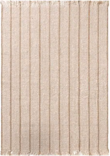 THE RUGS Sierra Hand Woven Jute Striped Rug in Cream and Beige, W: 160 cm, D: 230 cm – 1