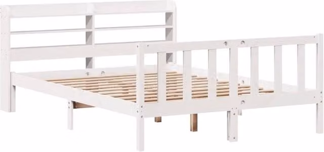 Berkfield Home Beautiful Bed Frame in White Solid Pine Wood, W/D/H: 160 x 200 cm