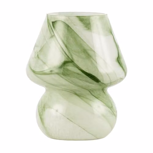 Happy Homewares Modern Mini Mushroom Glass Table Lamp in Green and Transparent, H 18 cm x W 16 cm x D 16 cm