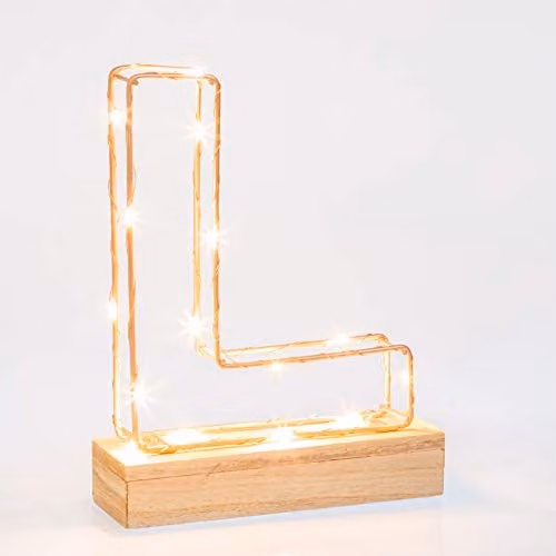 Lumiletter LED Alphabet Wire Frame Letter Light in Gold, W/D/H: 22.0 x 16.0 x 5.0 cm