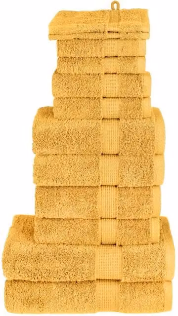 Berkfield Home SOLUND 12 Piece Premium Gold Cotton Terry Towel Set, 600 gsm
