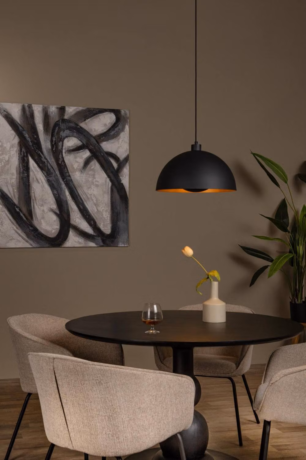Netlighting Siemon Modern Round Pendant Light in Black, Diameter: 40 cm – 3