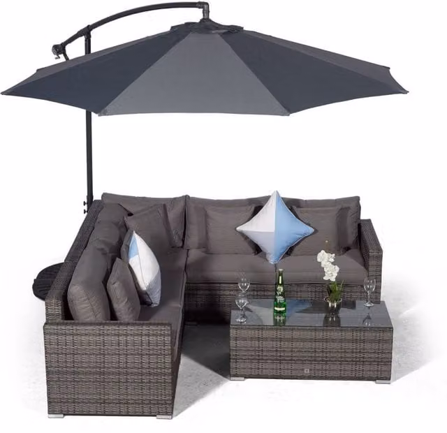 Giardino Havana 5 Seat Outdoor Rattan Corner Sofa Set with Large Coffee Table in Grey