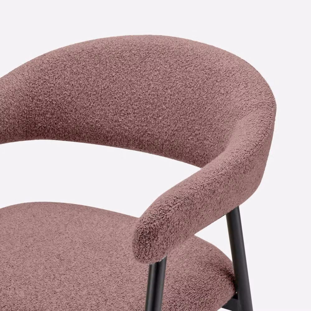 FurnitureboxUK Delos Set of 2 Dining Chairs in Dusky Pink Fabric with Terracotta Accents – 3