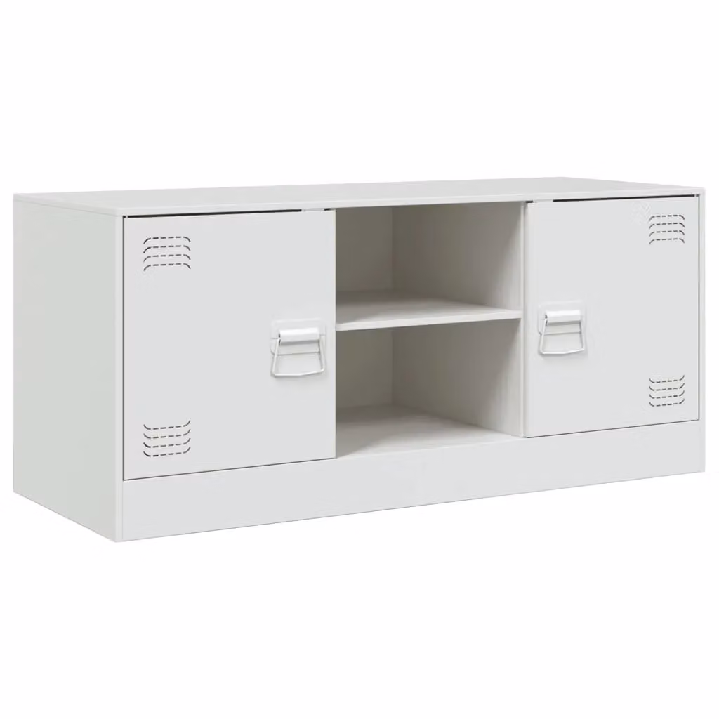 Berkfield Home Modern White Metal TV Cabinet W/D/H: 99 x 39 x 44 cm – 2