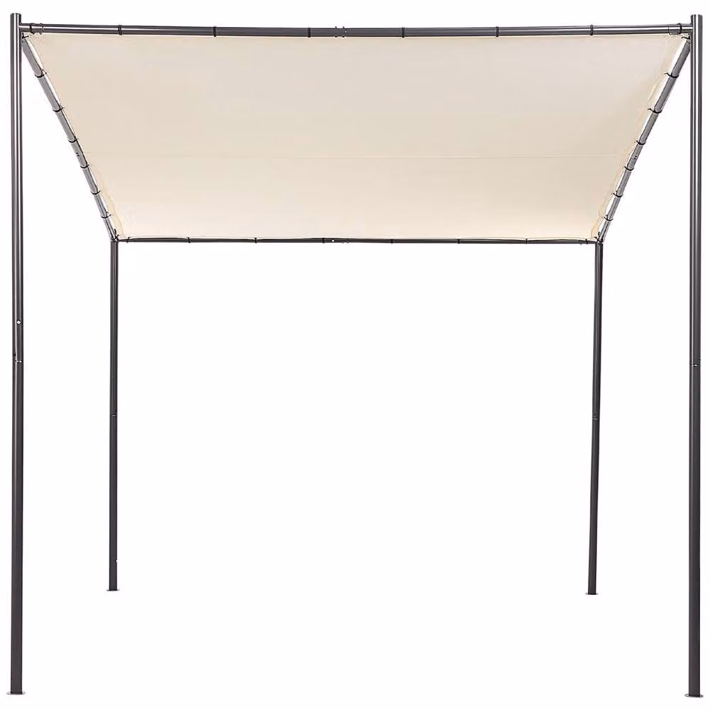 Wyld and Coco Pergola with Beige Polyester Canopy and Powder-Coated Steel Frame, W/D/H: 282 x 294 x 212 cm – 2