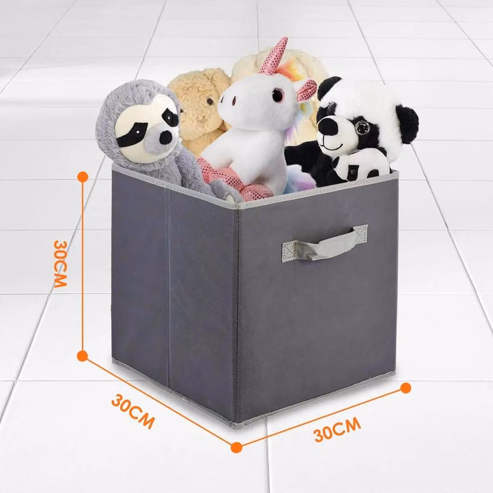 Havendro Set of 4 Collapsible Fabric Storage Boxes in Grey, W/D/H: 30 x 30 x 30 cm – 2