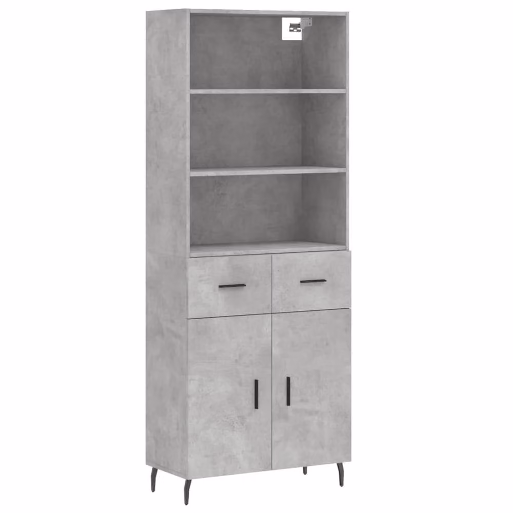 Berkfield Home Highboard in Concrete Grey, W/D/H: 69.5 x 34 x 180 cm – 3