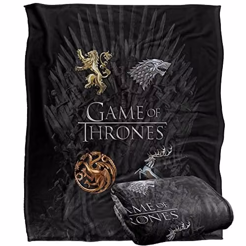 LOGOVISION Game of Thrones Super Soft Microfibre Fleece Throw Blanket, Multicolour and White, W/D/H: 152 x 127 cm – 1
