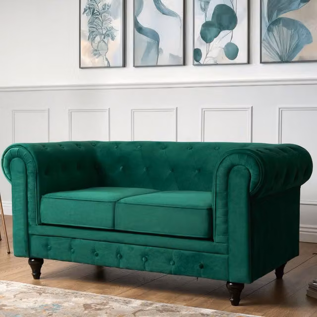 Bravich LTD Chesterfield 3 Seater Velvet Sofa in Green