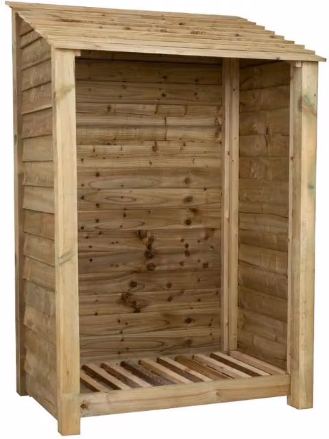 Arbor Garden Solutions Single Bay Wooden Log Store in Natural Light Green